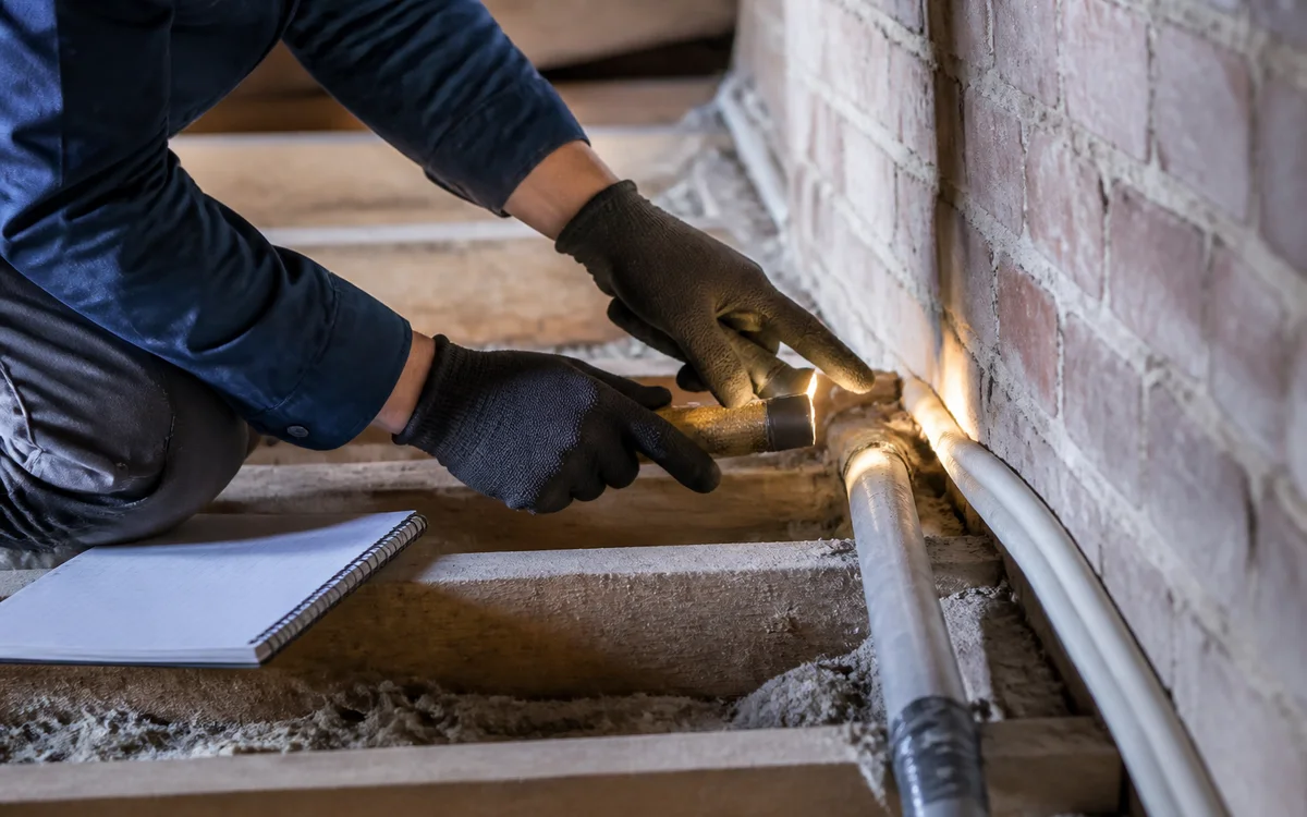 Inspection détaillée du plancher et des passages techniques dans des combles du Pas-de-Calais