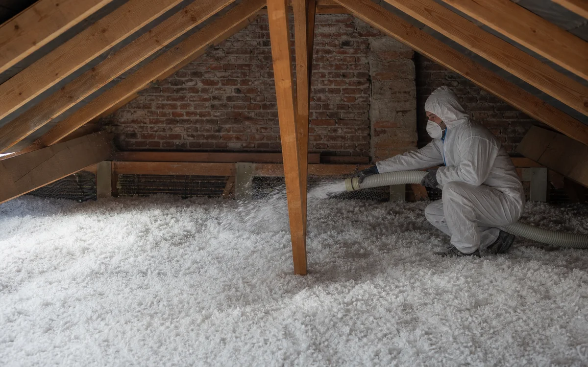 Soufflage régulier d’isolant dans des combles perdus d’une maison du Calaisis